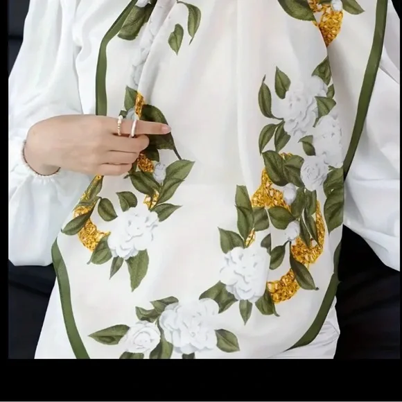 NEWT FLORAL SCARVE SATIN NECK. - Picture 7 of 9